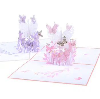 10szt Motyl Kwiat Kosz Ręcznie robione Origami 3D Podręczny Kartkę z Życzeniami, Zaproszenie Na Ślub, Urodziny, Przyjęcie Świąteczne Upominki Prezent