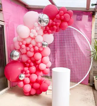 112 szt. Różowy Balon Łuk Wianek Zestaw Lateksowe Balony z Balonów Akcesoria do pielęgnacji Dziecka, Ślub, Urodziny Dziewczyna Wieczorne Wystrój