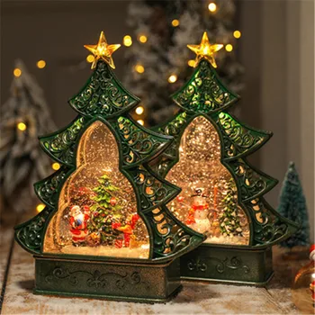 2022 Świąteczny Kryształowa Lampa z podświetleniem, Choinka, Santa Claus, Snowman, płatek Śniegu, Navidad, prezent pozytywka, Świąteczne Dekoracje Dla Domu