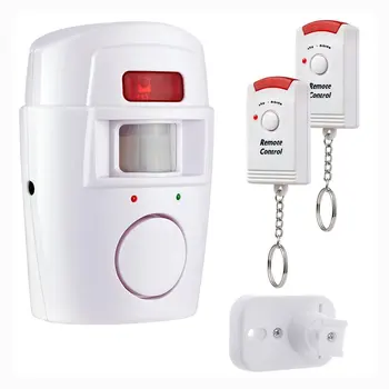 Bezprzewodowy Czujnik Ruchu PIR Detektor Alarm z 2 Pilotami Drzwiowe Okno do Domu Stodoła Garaż Karawana Alarm System Alarmowy