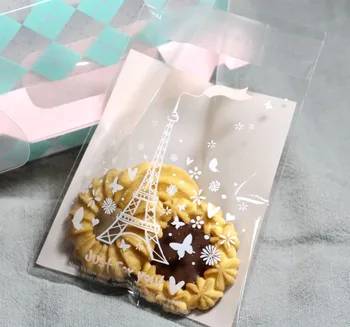 Darmowa wysyłka romantyczna wieża Eiffla ciasteczka deserowe pakiety samoprzylepny, przezroczysty pakiet