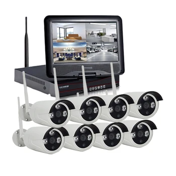 Domowy system monitoringu Bezprzewodowa kamera IP zestaw 8CH 1080P HD IR WIFI kamera IP 8CH WIFI NVR z 10-calowym ekranem LCD