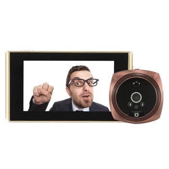 Dzwonek do drzwi Kamera 1080P Domowe Widzenie w Nocy Pir Detekcja Ruchu Kocie Oko Dzwonek do Drzwi Kamera Z 4,3-calowym wyświetlaczem LCD
