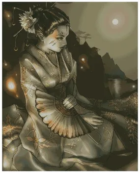 Japońska kobieta, zestaw do szycia ogromny nakład Wysokiej Jakości Haft Robótki 14CT Bez Napisów Sztuka Haftu Zestawy Dekoracje DIY Handmade