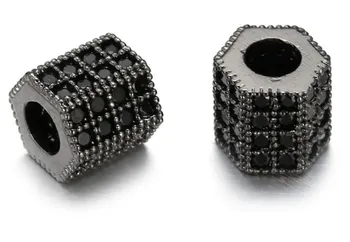 Kostka mikro utorować cz cyrkonia koraliki dystansowe metalowe Kryształ bransoletka naszyjnik DIY produkcja srebro pozłacane ighj64