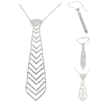 Kryształowa na Szyję Krawat Wąski Krawat Naszyjnik na bal, Biżuteria Akcesoria dla Kobiet, Dziewczyn, T8NB