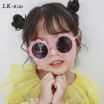 LongKeeper Okrągły Kwiat Okulary Dla Kobiet, Dla Dzieci Karmelowy Kolor Ładny Dziecko Słonecznik Odcienie UV Ochrona Dzieci Okulary Óculos De Sol