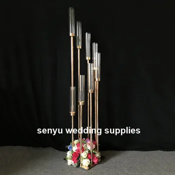 Nowy styl luksusowy wielkie wesele scenie ozdoba kwiat metalowy akrylowy świecznik tło świeca różdżka senyu238