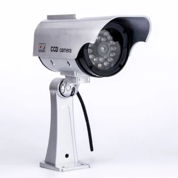 Panel słoneczny Sztuczna Sztuczna Kamera CCTV Wodoodporna, Zewnętrzna Zadaszona Czerwona lampa Błyskowa Led ABS Bullet Dummy Camera