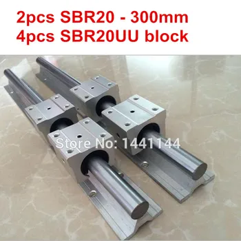 Prowadnica liniowa SBR20: prowadnica liniowa 2szt SBR20 - 300 mm + jednostka 4szt SBR20UU dla części CNC