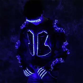RE65 Wieczorne robot garnitur RGB kolorowe oprawa led garnitur sceniczna pancerz sukienka świecące stroje działać nosić disco nosi okulary