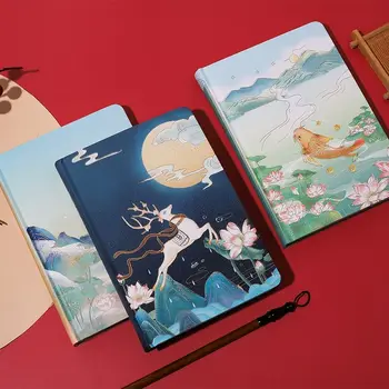 Staw z lotosu światło księżyca antyczne ręczne książka retro chiński styl twórczy, notatnik japonka serce ładny pamiętnik studenckie toaletowe