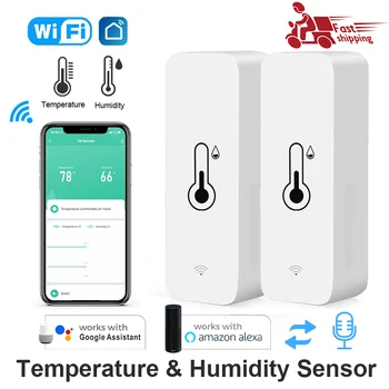 Wifi Inteligentny Czujnik temperatury i wilgotności Monitor w Czasie rzeczywistym Higrometr Termometr Tuya Smart Life Aplikacja Zarządzanie Pracą Alexa