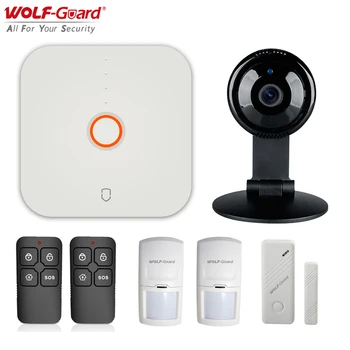 WOLF-Guard 2,4 Ghz WiFi Alarm Skrzynia Domowa, Inteligentny System Alarmowy Zestaw Czujnik Drzwi PIR Detektor Kamera HD Aplikacja Zarządzanie dla systemu Android/IOS