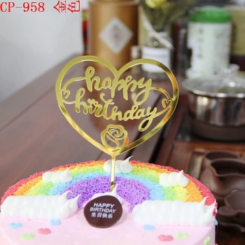 zestaw 20 urodziny ciasto topper serce miłości Akrylowe lustro dekoracja tortu na urodziny
