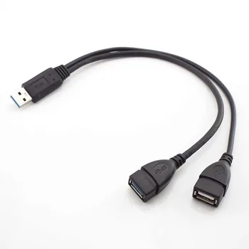 Złącze USB 3.0 do złącza Dual USB Przedłużacz kabel dodatkowego zasilania do transmisji danych Y Liniowy przewód z zasilaczem dla 2,5-calowych urządzeń mobilnych dysków twardych